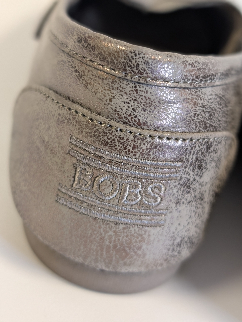 BOBS Skechers Rhinestone Slip On Flats Shoes Pewter Sparkle Memory Foam Comfy 7 - Picture 9 of 14
